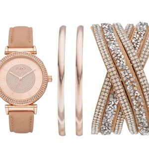 🌹Studio Time Women's Crystal Watch &Bracelet Rose